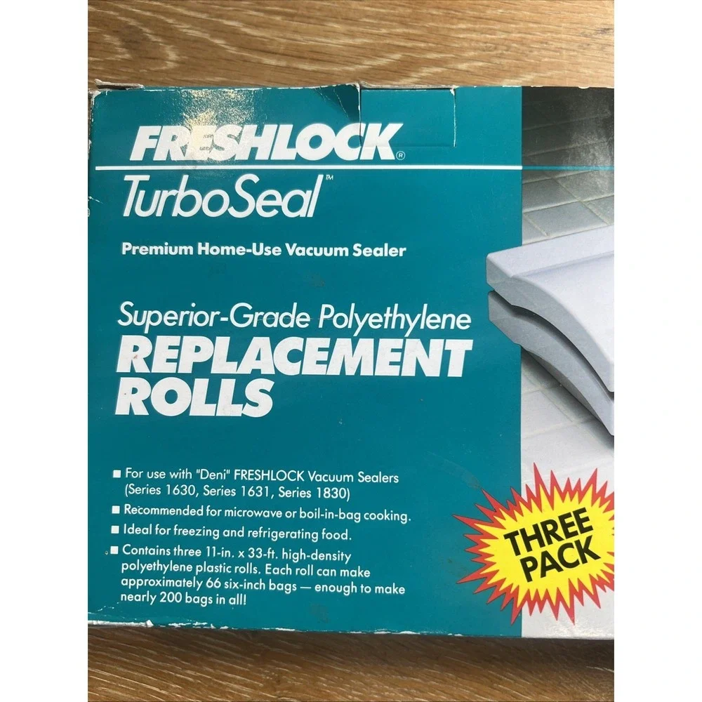 Deni Freshlock Turbo Seal Vacuum Sealer Food Storage Replacement Rolls 3-Pack‎